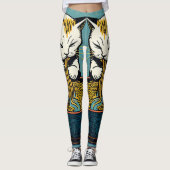 Grappige Cat Ramen Japanse Kunst Leggings (Voorkant)