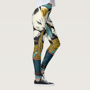 Grappige Cat Ramen Japanse Kunst Leggings