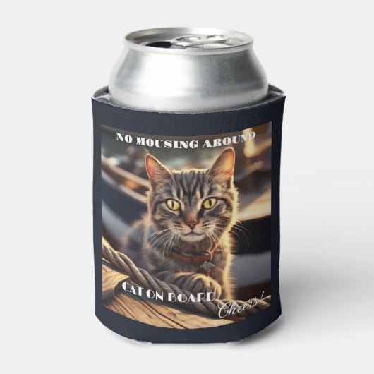 Grappige Cat Sailor Nautical Blikjeskoeler (Blikje Voorkant)