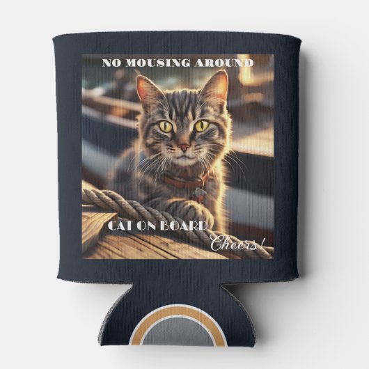 Grappige Cat Sailor Nautical Blikjeskoeler (Achterkant)