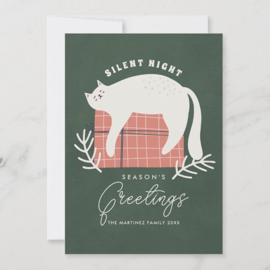 Grappige Cat Season's Groeten Feestdagenkaart (Voorkant)