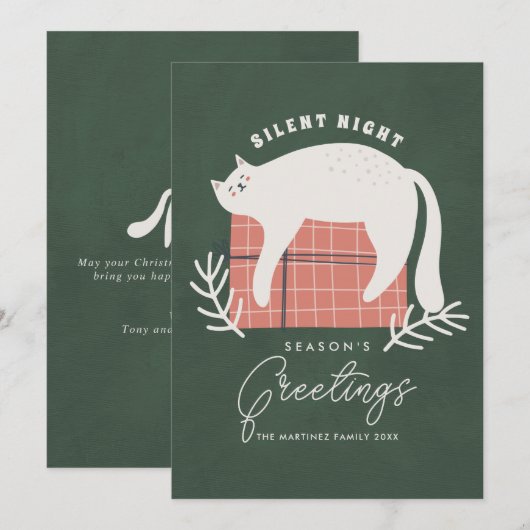 Grappige Cat Season's Groeten Feestdagenkaart (Voorkant / Achterkant)