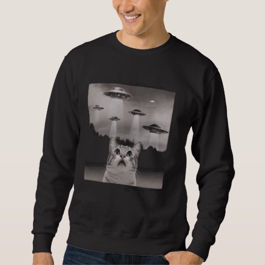 Grappige Cat Selfie met UFO's Trui (Voorkant)