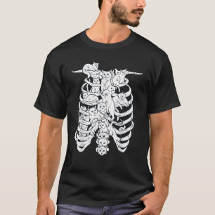 Grappige Cat Spine Skelet Rib Cage Kostuum Voor Ka T-shirt