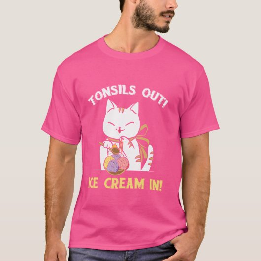 Grappige CAT Tonsil Out Ice Cream in Tonsil Surger T-shirt (Voorkant)