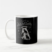 Grappige Cat UFO Ruimteschip Alien Galaxy Aestheti Koffiemok (Links)