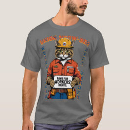 Grappige Cat Union Member Labor Day uit Californië T-shirt