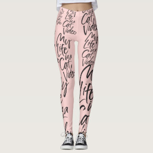 Grappige Cat Video Zwart Lettering Paris Blush Pin Leggings