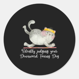 Grappige Cat Yoga Quotes Zwijgend Oordelen Ronde Sticker