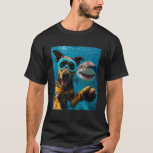 Grappige Catahoula Luipaardhond Selfie met Haai Oc T-shirt