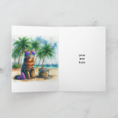 Grappige Catnip "Be Happy" Cat gevouwen Wenskaart Kaart (Binnen)