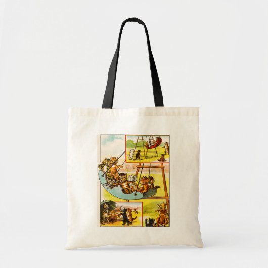 Grappige  Cats Frolicking op Speeltuin Swing Tote Bag (Voorkant)