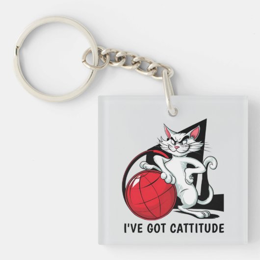 Grappige Cattitude Cat Sleutelhanger (Voorkant)