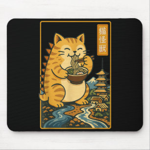 Grappige Catzilla Anime Ramen Japanse Kat Mannen V Muismat