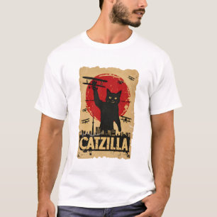 Grappige Catzilla kat, kat parodie T-shirt