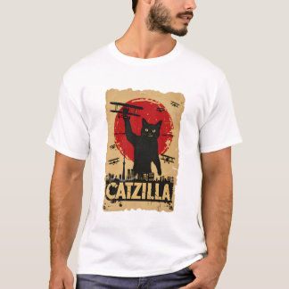 Grappige Catzilla kat, kat parodie T-shirt