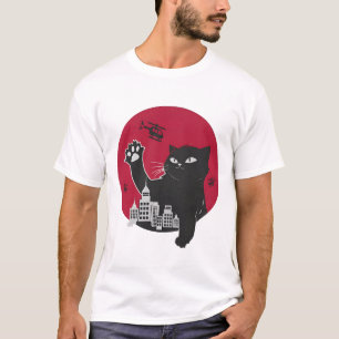 Grappige Catzilla Reusachtige Zwarte Kat Godzilla T-shirt