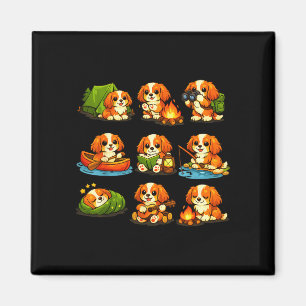 Grappige cavalier kamperen schattige hond wandelen magneet