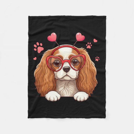 Grappige Cavalier King Charles Spaniel Hart Hoofd- Fleece Deken (Voorkant)