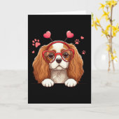 Grappige Cavalier King Charles Spaniel Hart Hoofd- Kaart (Gele Bloem)