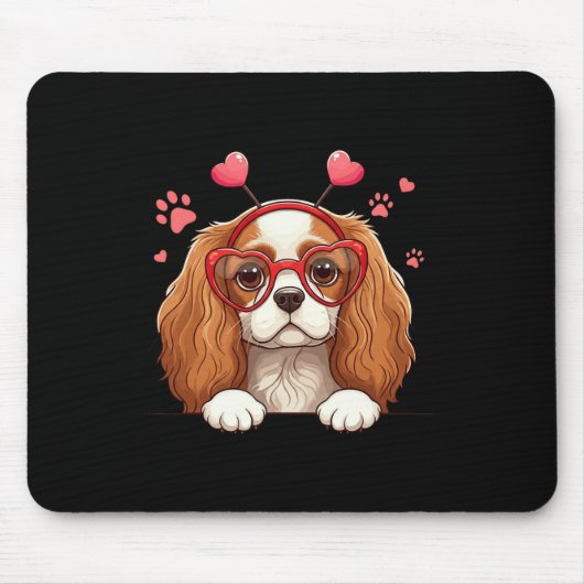 Grappige Cavalier King Charles Spaniel Hart Hoofd- Muismat (Voorkant)