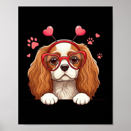 Grappige Cavalier King Charles Spaniel Hart Hoofd- Poster (Voorkant)