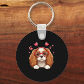 Grappige Cavalier King Charles Spaniel Hart Hoofd- Sleutelhanger (Voorkant)