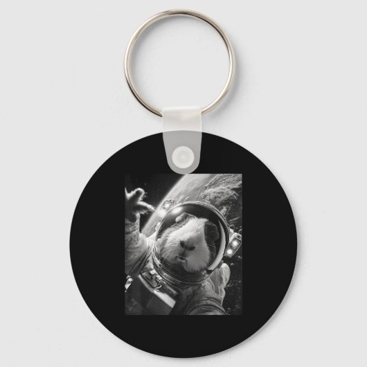Grappige Cavia Astronaut Ruimte Selfie Kosmische S Sleutelhanger (Voorkant)