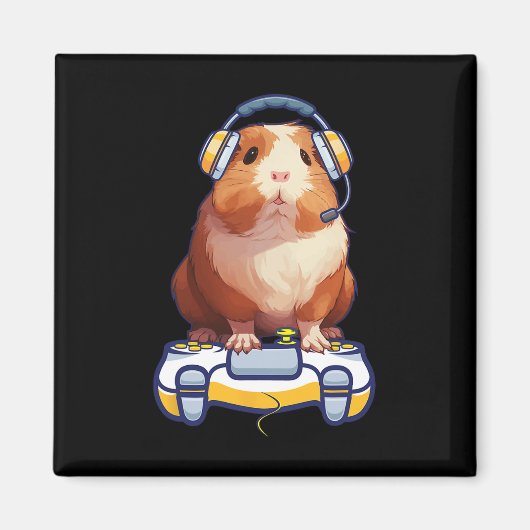Grappige Cavia En Liefhebber van Videogames Fluffy Magneet (Voorkant)