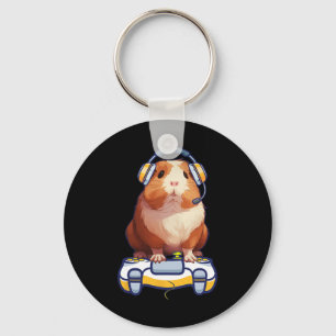 Grappige Cavia En Liefhebber Van Videogames Fluffy Sleutelhanger
