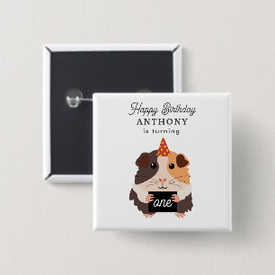 Grappige Cavia Huisdier Kinderen Verjaardag Naam L Vierkante Button 5,1 Cm