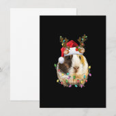 Grappige cavia kerstmuts rendiergeweien lichten kaart (Voorkant / Achterkant)
