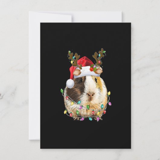 Grappige cavia kerstmuts rendiergeweien lichten kaart (Voorkant)