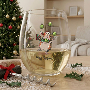 Grappige Cavia Prettig Kerstfeest! Jongleren Carto Wijnglas Zonder Voet