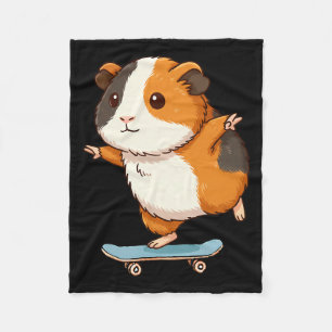 Grappige Cavia-schaatser Skateboard Ballerina Dier Fleece Deken