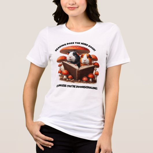 Grappige cavia's die onder rode paddenstoelen leze Tri-Blend shirt (Voorkant)