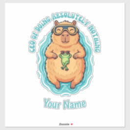 Grappige CEO van Nietsdoen Capybara Kikker Sticker
