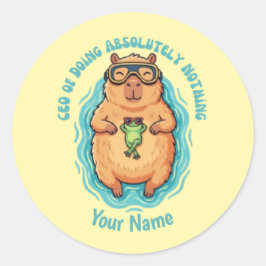 Grappige CEO van Nietsdoen Capybara Ronde Sticker