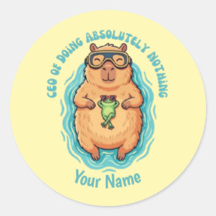 Grappige CEO van Nietsdoen Capybara Ronde Sticker