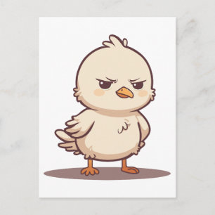 Grappige Chagrijnige Baby Vogel Kawaii Cartoon Feestdagenkaart