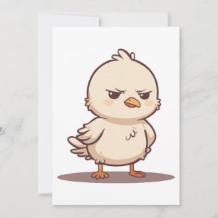 Grappige Chagrijnige Baby Vogel Kawaii Cartoon Feestdagenkaart