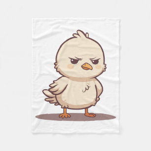 Grappige Chagrijnige Baby Vogel Kawaii Cartoon Fleece Deken