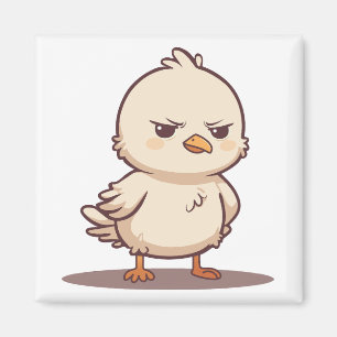Grappige Chagrijnige Baby Vogel Kawaii Cartoon Magneet