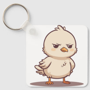 Grappige Chagrijnige Baby Vogel Kawaii Cartoon Sleutelhanger