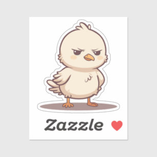 Grappige Chagrijnige Baby Vogel Kawaii Cartoon Sticker
