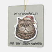 Grappige chagrijnige boze kat kerstvakantie keramisch ornament (Links)