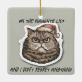 Grappige chagrijnige boze kat kerstvakantie keramisch ornament (Achterkant)