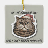 Grappige chagrijnige boze kat kerstvakantie keramisch ornament (Voorkant)