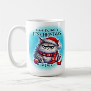 Grappige Chagrijnige Boze Kitty Kerst Koffiemok