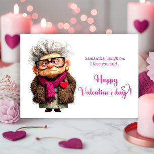 Grappige Chagrijnige Dame Valentijnskaart Krachtig Feestdagenkaart